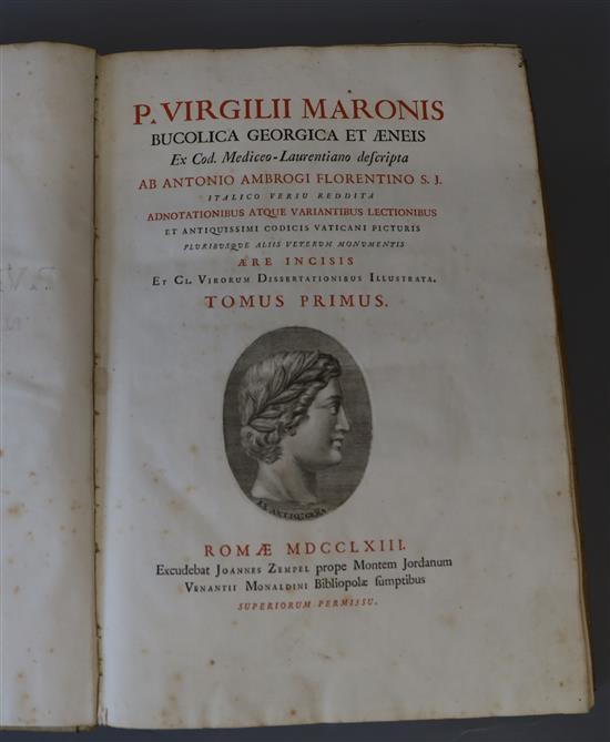 Vergilius Maro, Publius - Opera. Bucolica, Georgica et Aenis, 3 vols, folio, contemporary vellum, Rome 1763-65